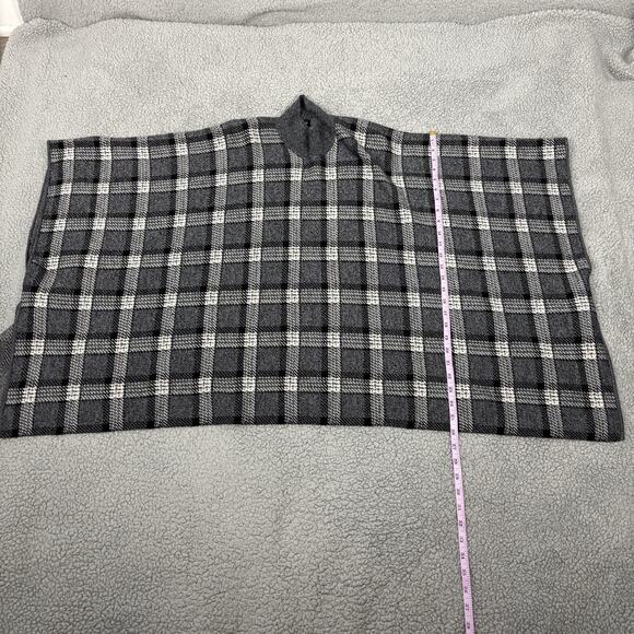Theory Poncho Womens Petite Small Plaid Grey Wool Knit Florencia Oversized - Picture 8 of 13